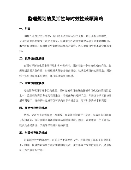 监理规划的灵活性与时效性兼顾策略