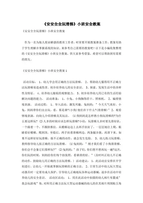 《安安全全玩滑梯》小班安全教案