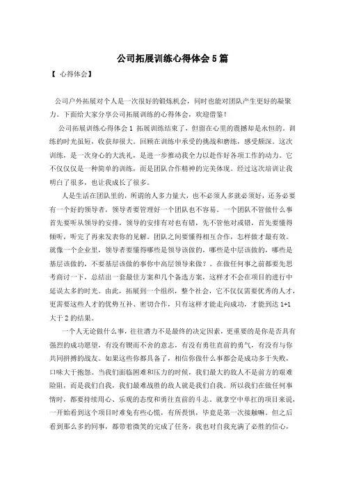 公司拓展训练心得体会5篇