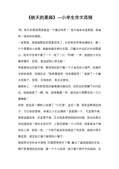 《秋天的果园》—小学生作文范例