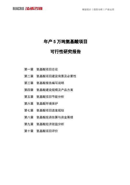 年产5万吨氨基酸项目可行性研究报告