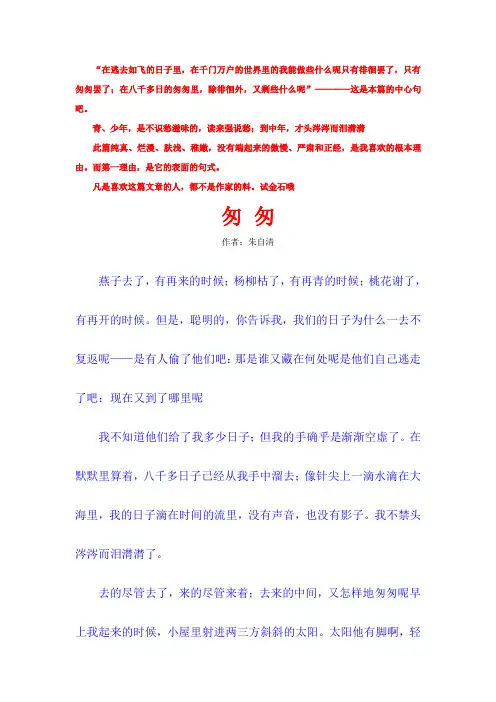朱自清散文《匆匆》赏析