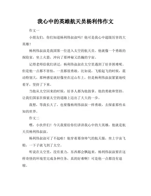我心中的英雄航天员杨利伟作文