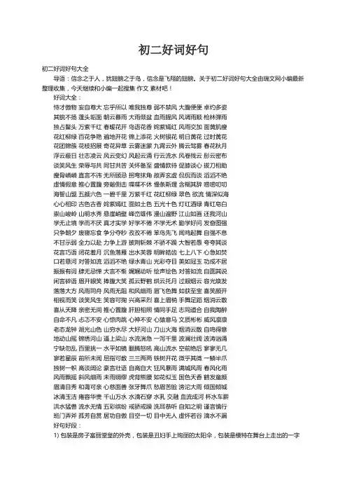 初二好词好句大全