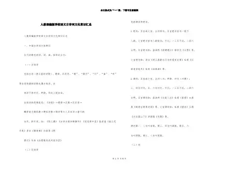 人教部编版初中语文古诗词文化常识汇总