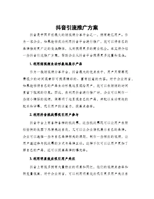 抖音引流推广方案