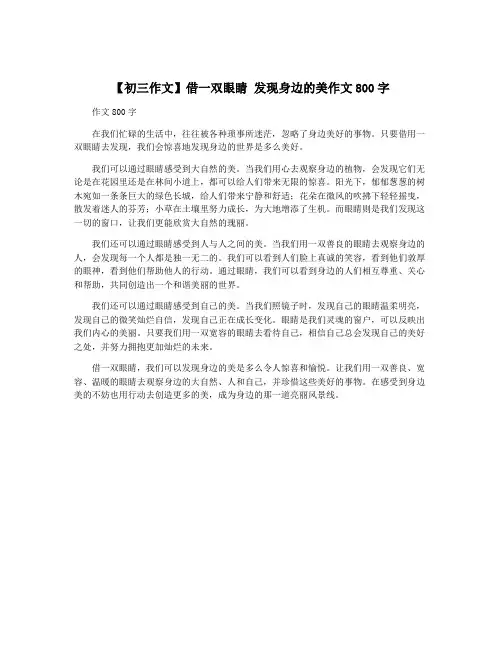 【初三作文】借一双眼睛 发现身边的美作文800字