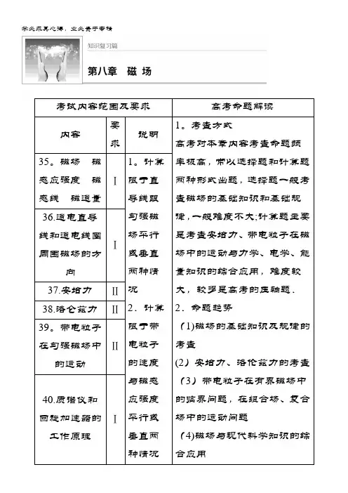 物理大一轮复习讲义第八章磁场第1讲含答案