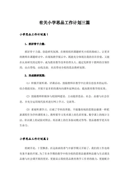 有关小学思品工作计划三篇