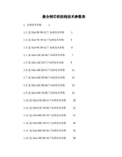 最全钢芯铝绞线技术参数表