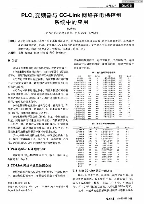 PLC、变频器与CC-Link网络在电梯控制系统中的应用