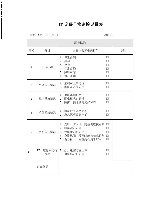 IT设备日常巡检记录表