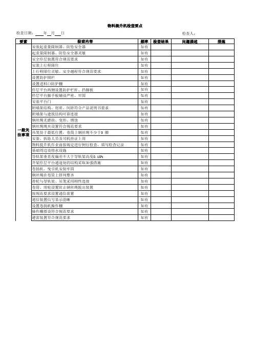 物料提升机专项检查表