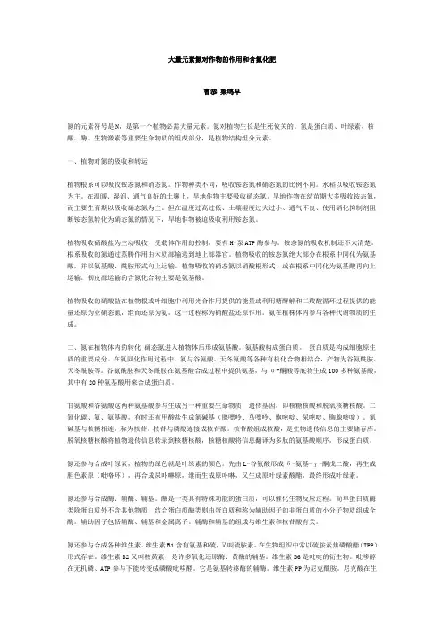 大量元素氮对作物的作用和含氮化肥