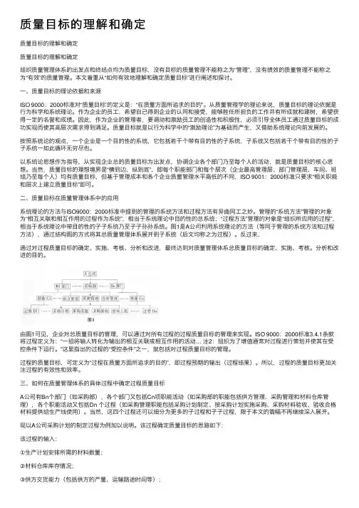 质量目标的理解和确定