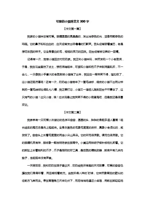 可爱的小猫咪范文300字