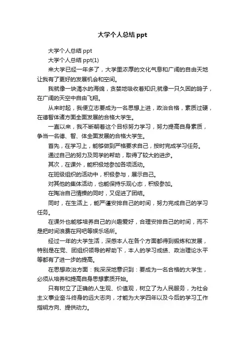 大学个人总结ppt
