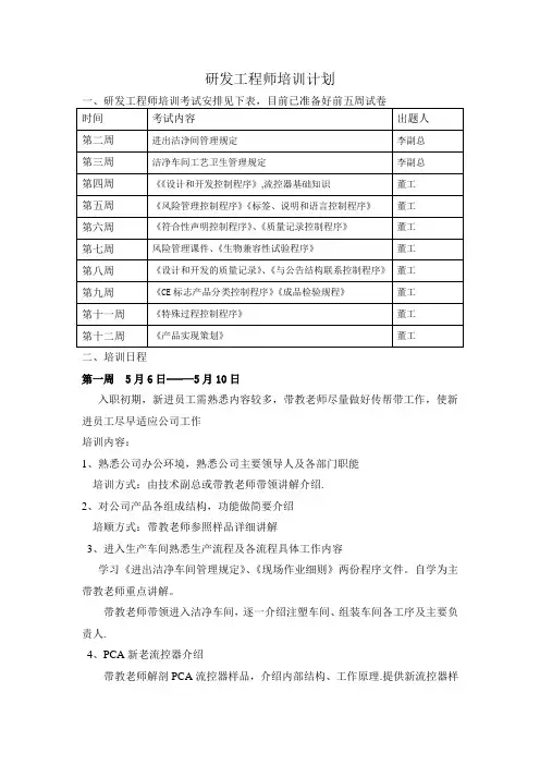 工程师培训计划