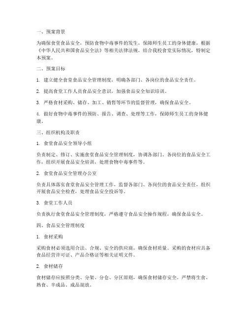 食堂管理食品安全预案