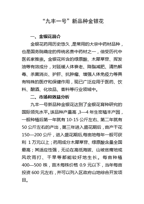 “九丰一号”新品种金银花