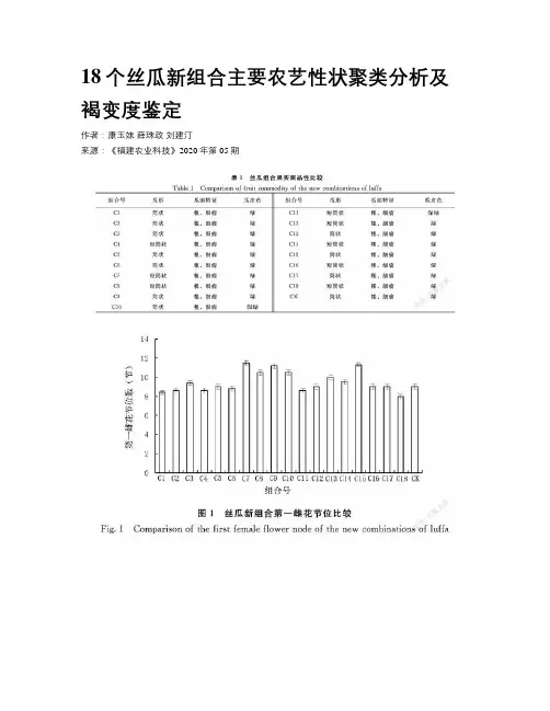 18个丝瓜新组合主要农艺性状聚类分析及褐变度鉴定