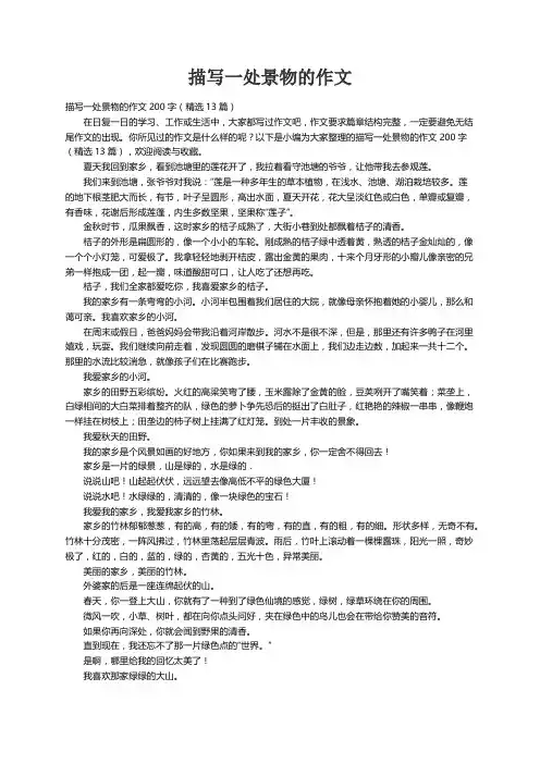 描写一处景物的作文200字（精选13篇）