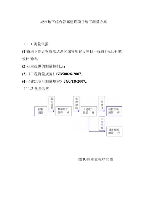 城市地下综合管廊建设项目施工测量方案
