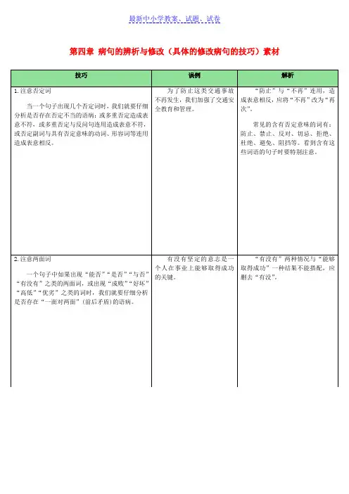 广东中考语文总复习中考解读基础与运用第四章蹭的辨析与修改具体的修改蹭的技巧素材