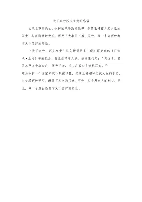 天下兴亡匹夫有责的感悟