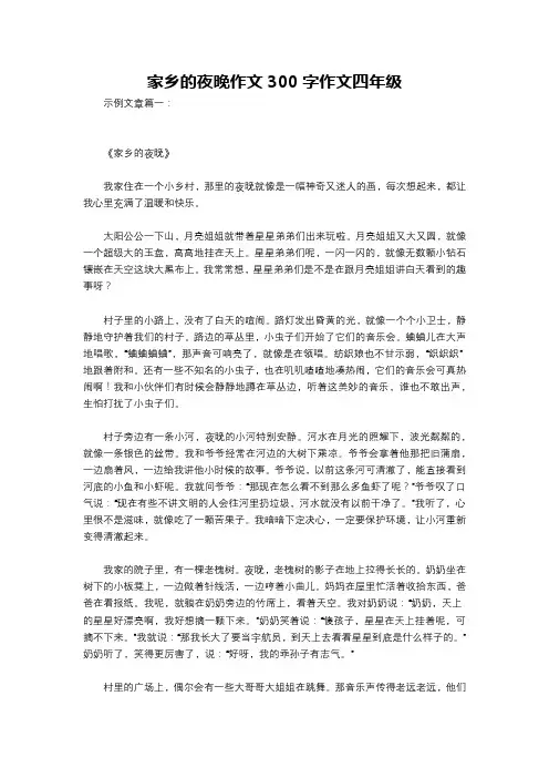 家乡的夜晚作文300字作文四年级