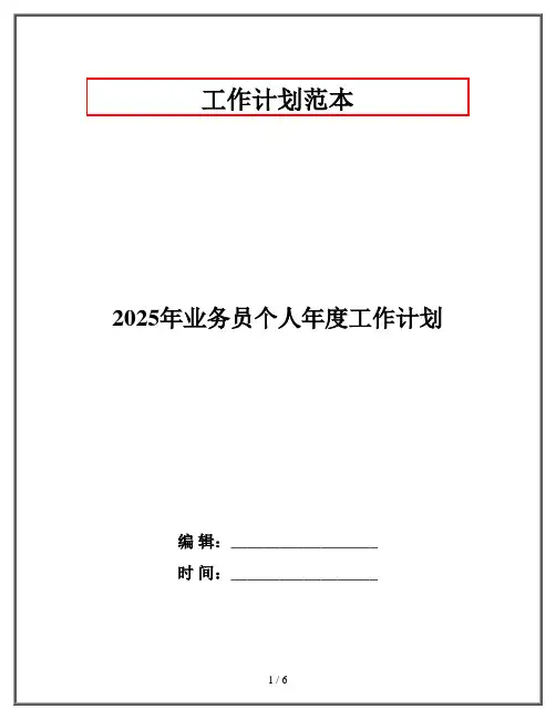 2025年业务员个人年度工作计划
