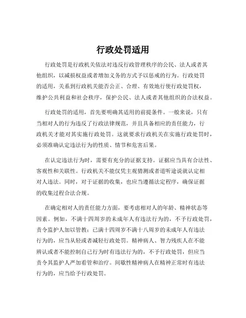 行政处罚适用