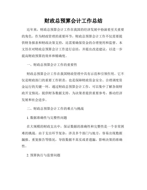 财政总预算会计工作总结