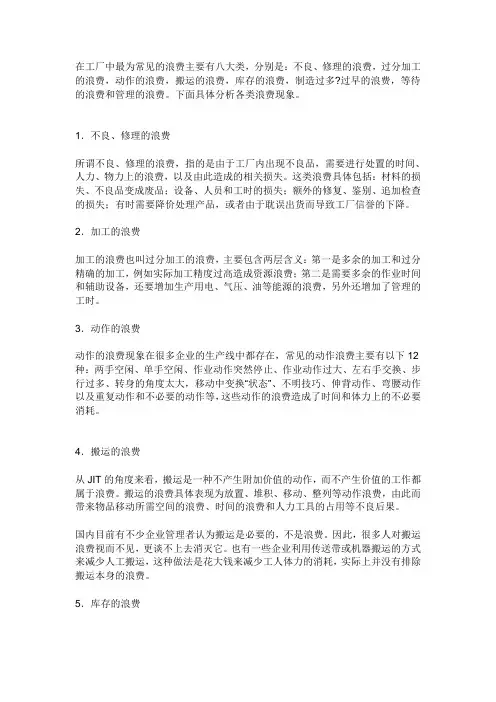 生产中的五大损失和八大浪费