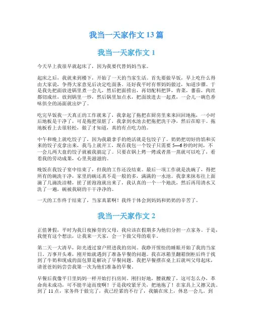 我当一天家作文13篇