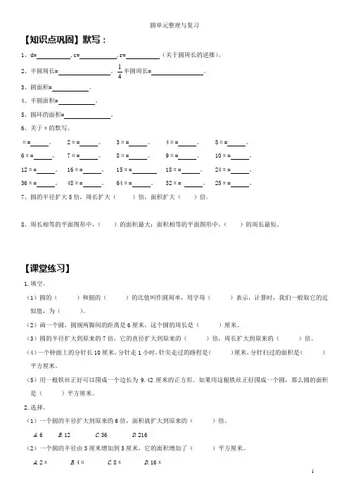 《圆》整理与复习(试题)-2023-2024学年五年级下册数学苏教版