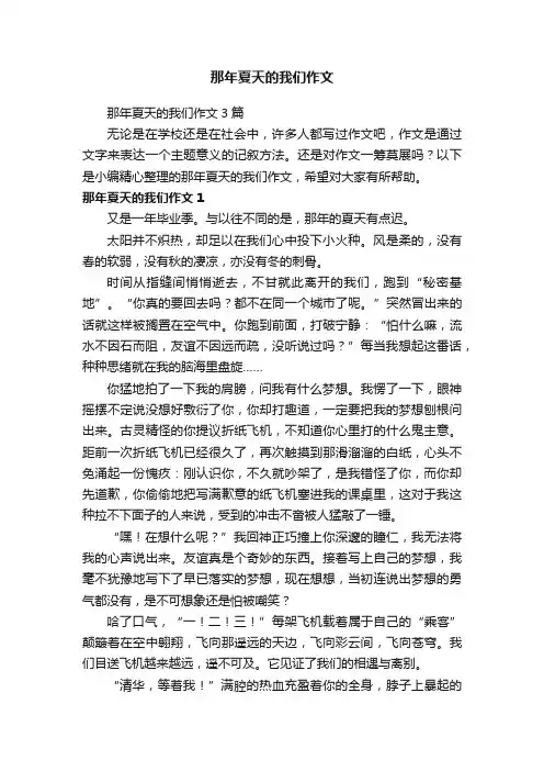 那年夏天的我们作文3篇