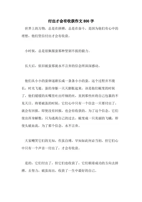付出才会有收获作文800字