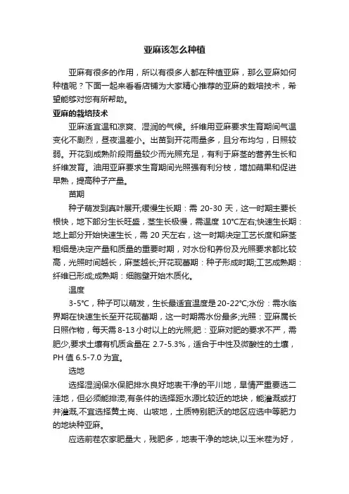 亚麻该怎么种植