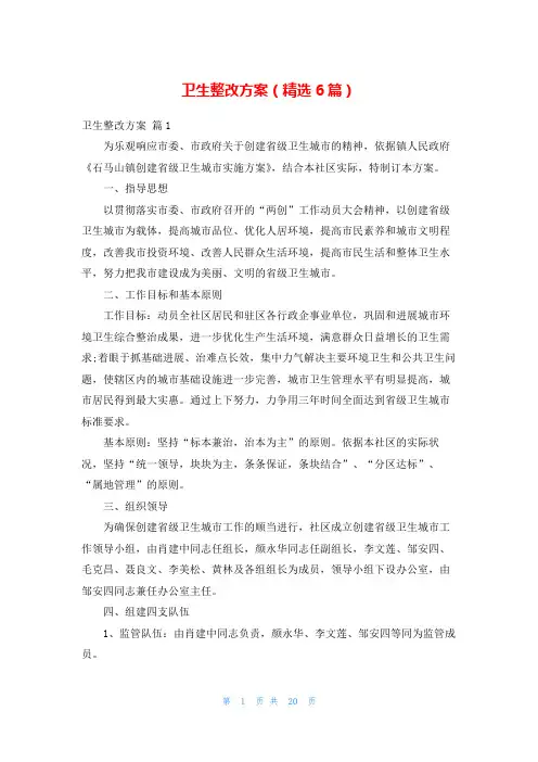 卫生整改方案(精选6篇)