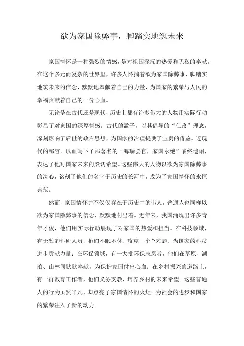 欲为家国除弊事,脚踏实地筑未来