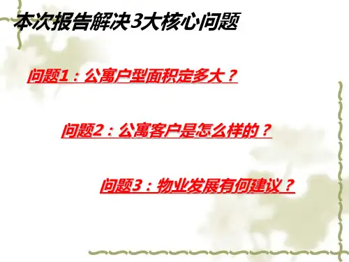 公寓产品定位及物业发展建议