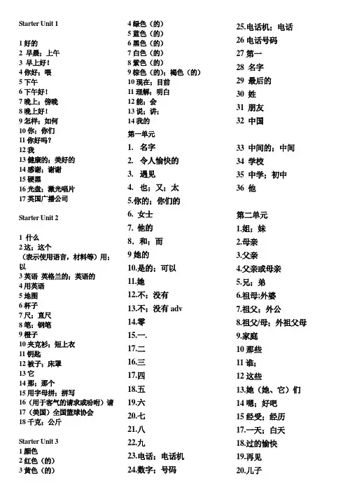 七年级英语上册单词表人教版(新课标)