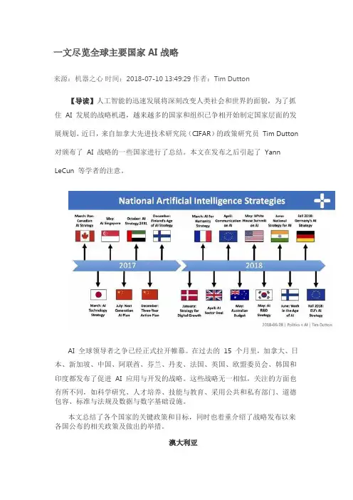 一文尽览全球主要国家AI战略