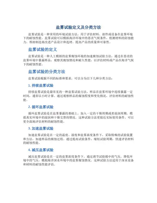 盐雾试验定义及分类方法