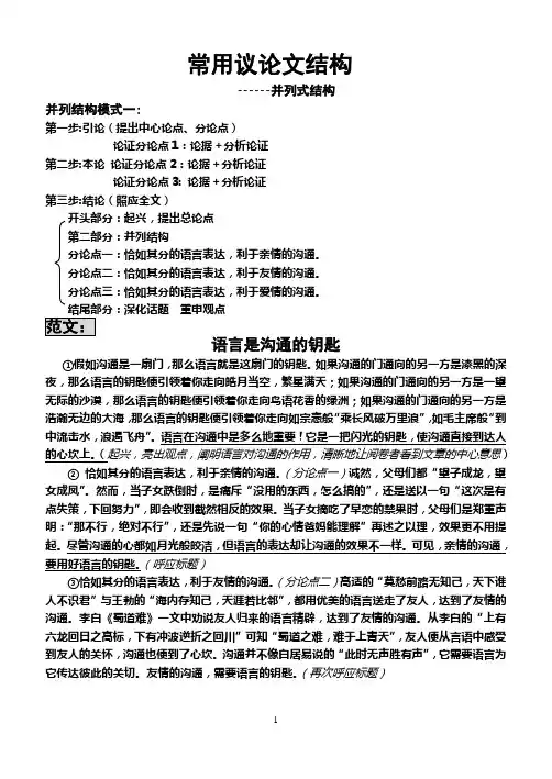 议论文并列议论文结构