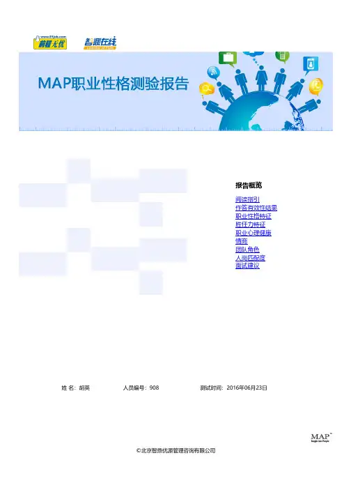 智联招聘MAP职业性格测验报告样例