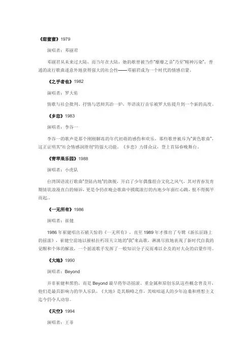 改革开放30年10大经典专辑