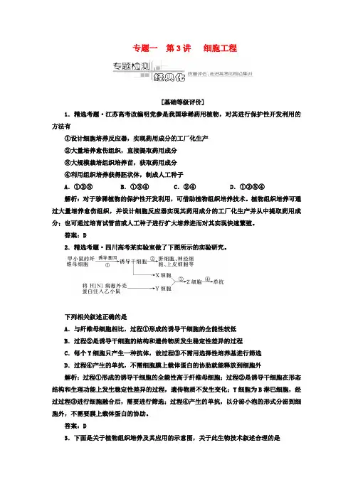 2022高考生物专题复习专题一 第三讲 细胞工程