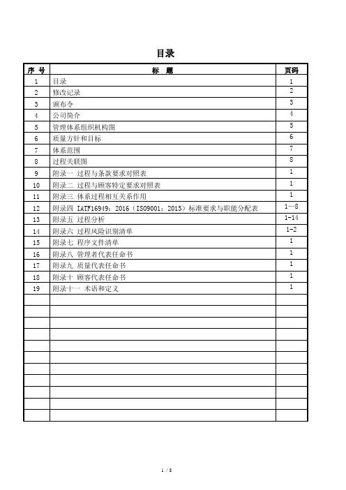 IATF16949最新版质量管理手册(2017)